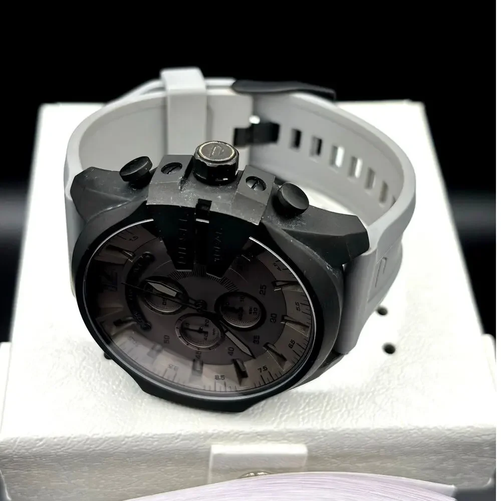 Diesel DZ4496 Mega Chief Men’s Chronograph Gray Dial Silicone Strap 51mm Watch